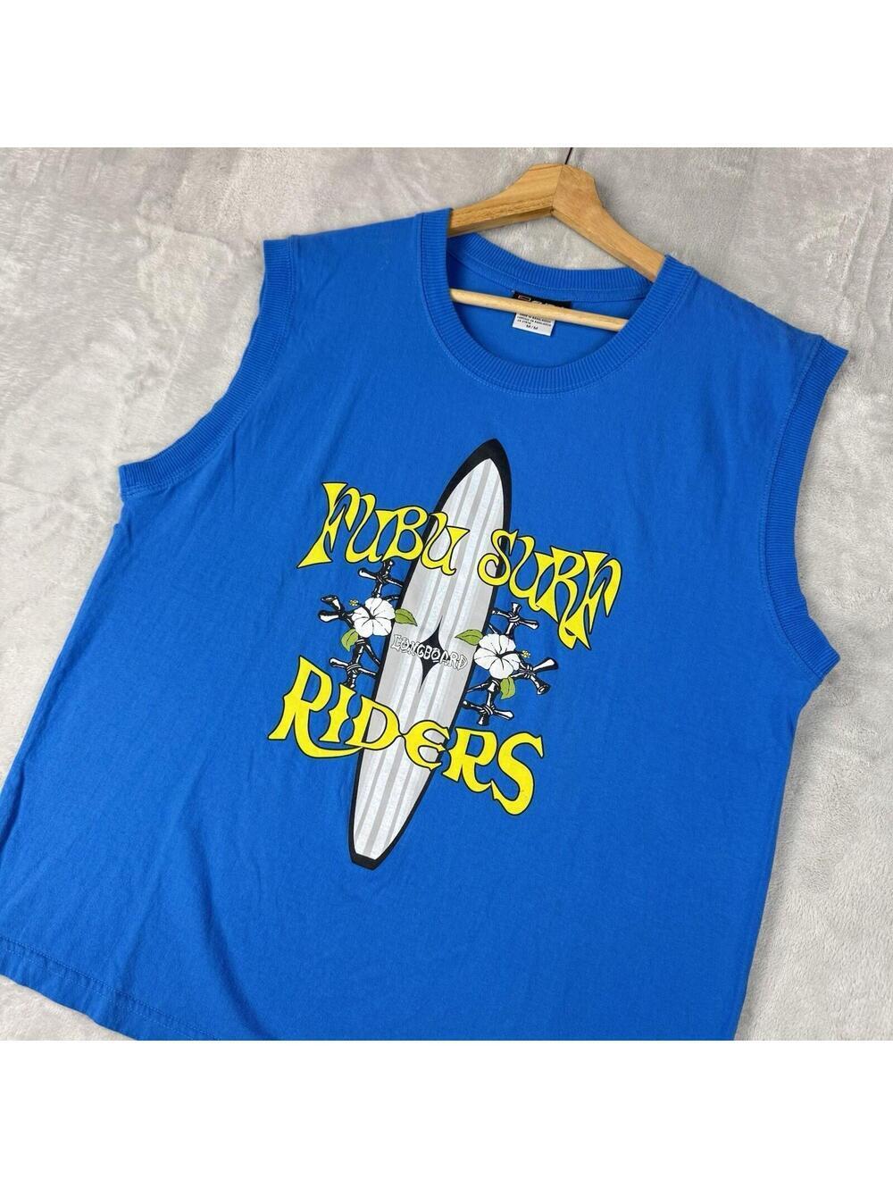 VTG Fubu Surf Riders Sleeveless Graphic Tee M Y2K Streetwear Tank Beach Summer